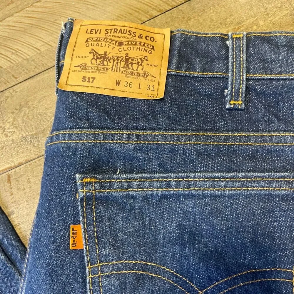 Vintage Levi's 517 NOS Men's Denim Jean Size 36x31 Orange Tab